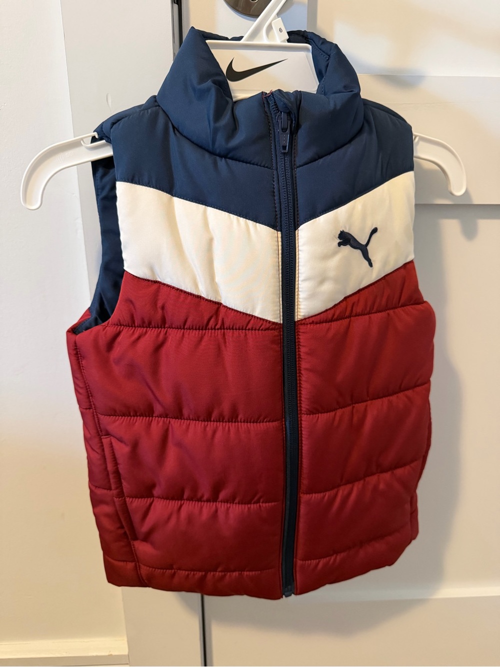 Puma Kids Colorblock Puffer Vest - Navy, White, Red